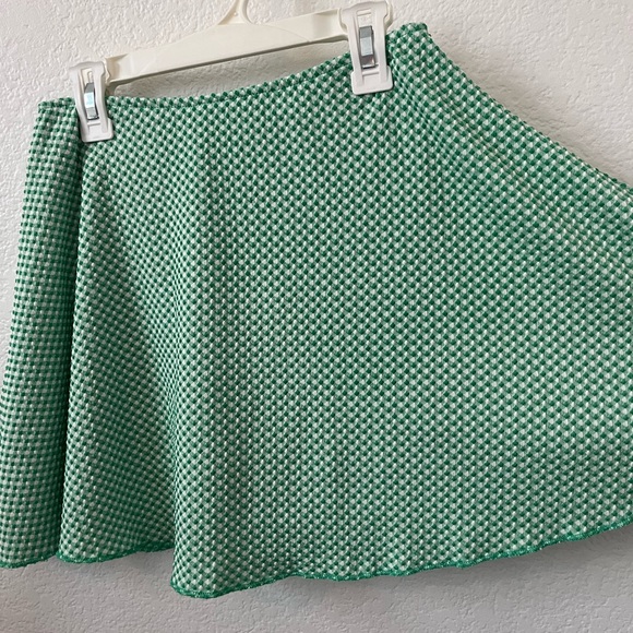 Green Checkered Women's Mini Skirt With Built-in Shorts - Picture 2 of 6